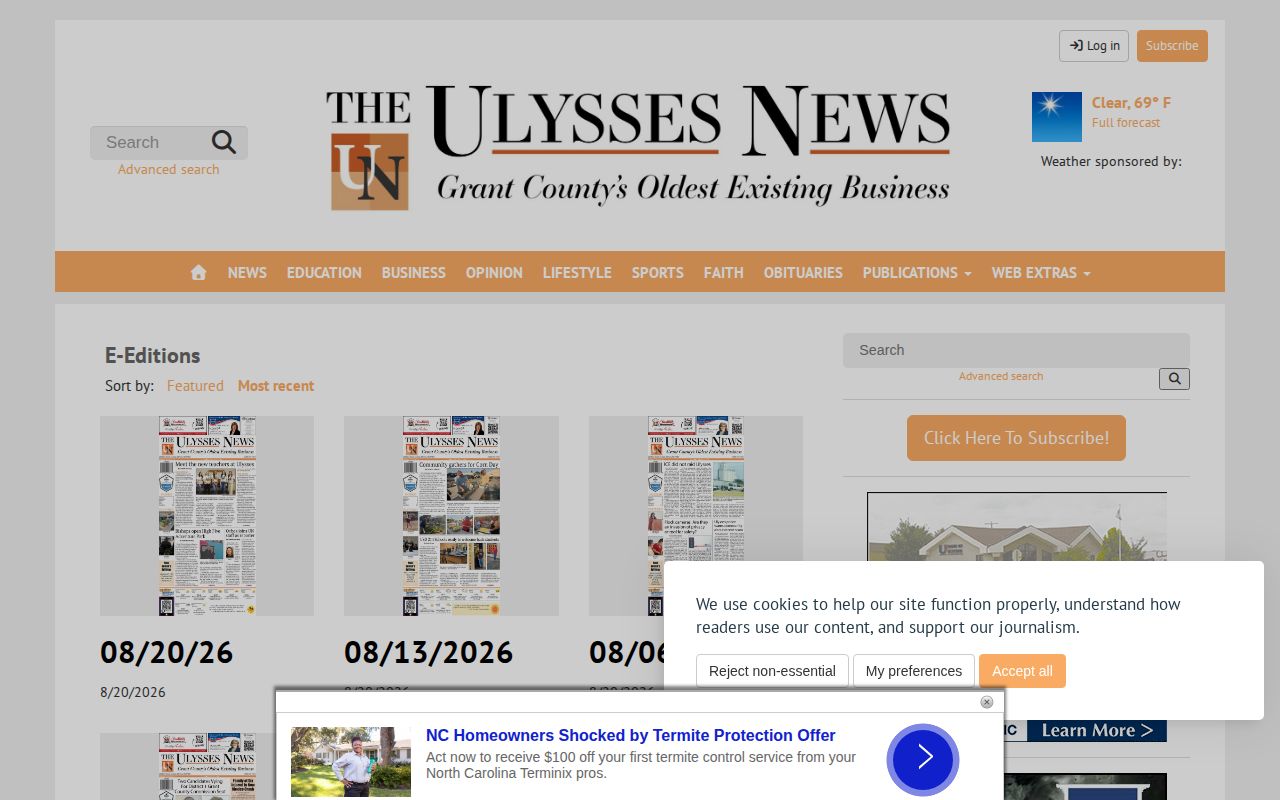 Ulysses News arrest report e-edition access for Grant County