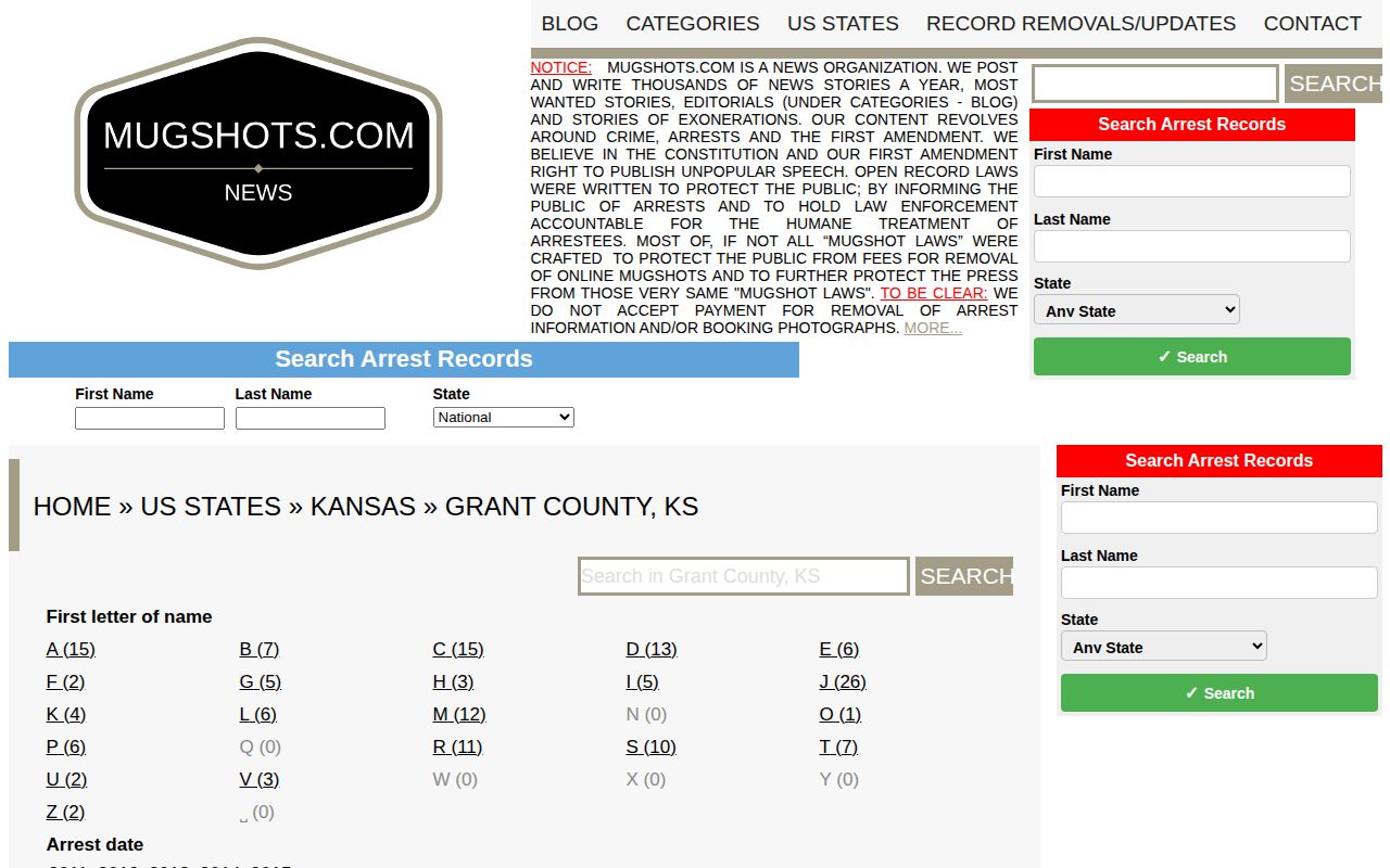 Unofficial historical Grant County mugshot archive interface